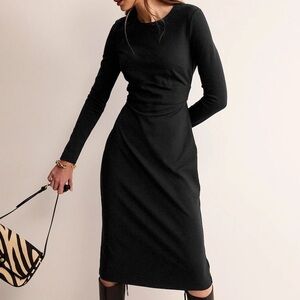 NWT BODEN Black Nadia Long Sleeve Jersey Dress